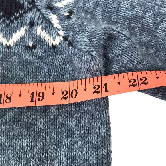 JENNIFER MOORE Fair Isle Knit Cardigan Wn M Blue Full Zip VTG Grandpa Retro Y2K - Picture 9 of 10